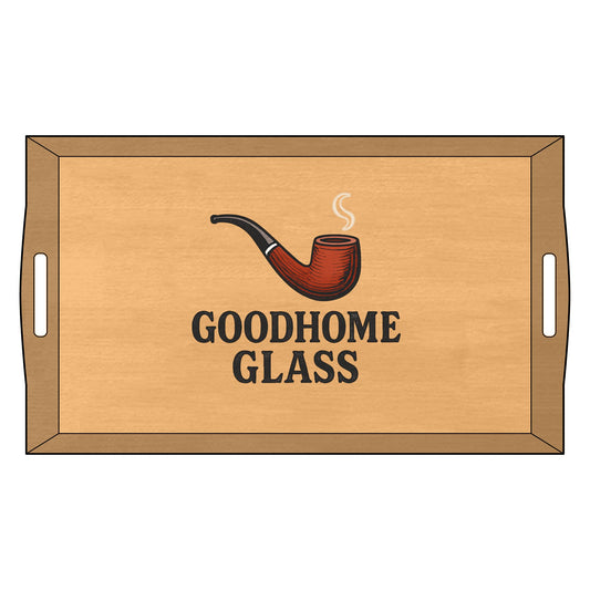 Goodhome Glass Bamboo Serving Tray for Entertaining, Hanging Out, Trimming